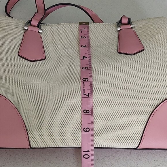 Nine West Pink & Beige Canvas Satchel Purse - Picture 14 of 16
